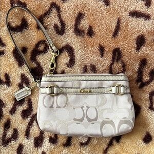 Coach Beige and Gold Wristlet